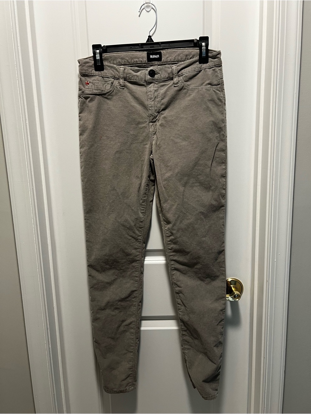 Hudson Jeans Nico Mid-Rise Super Skinny Corduroy Pants Khaki Tan Size 28